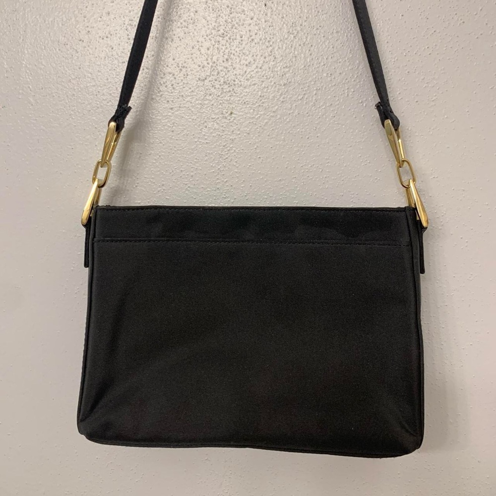 Apostrophe Classic Black Shoulder Bag with Gold Accents